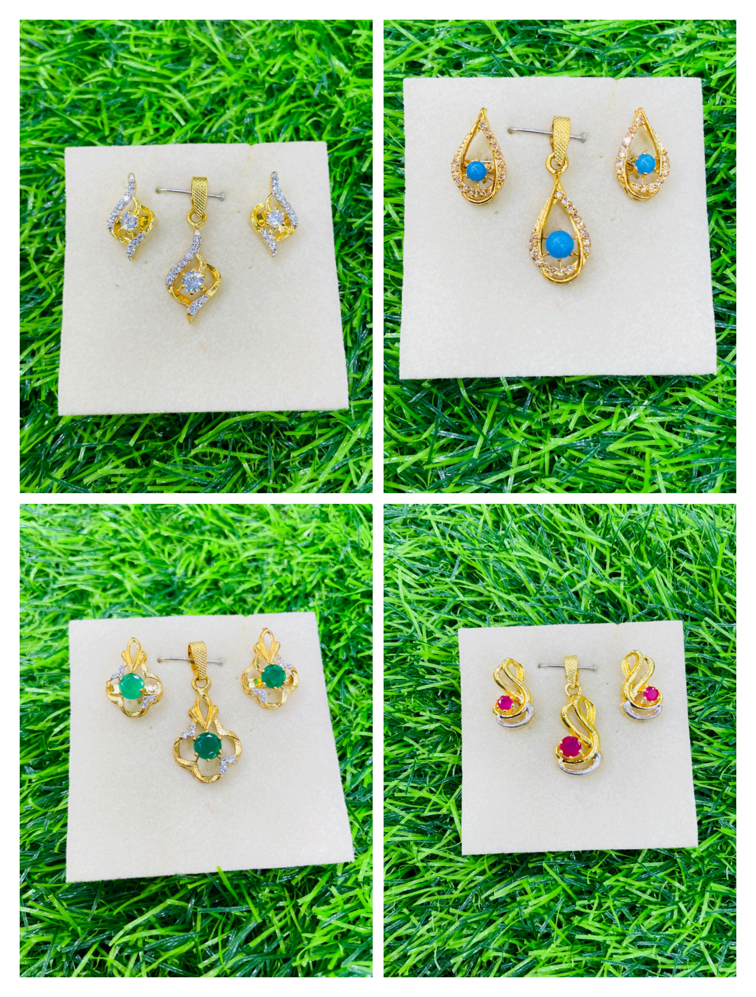 White gold polish / Gold plated silver locket set 4 designs